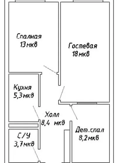 3-комн. квартира, 11 этаж, 60 м², Шохмансур