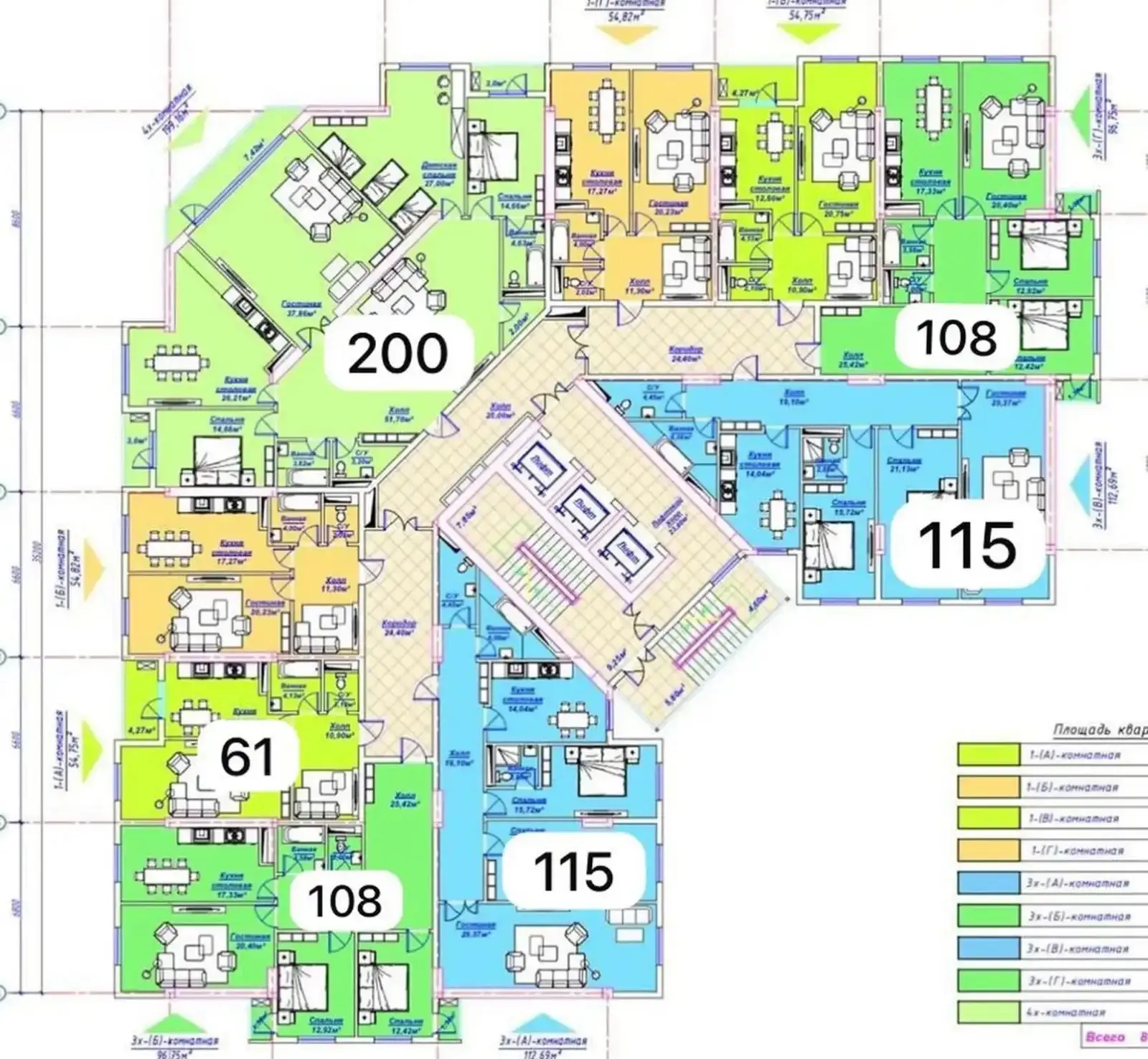 3-комн. квартира, 16 этаж, 115 м², Зеленый базар