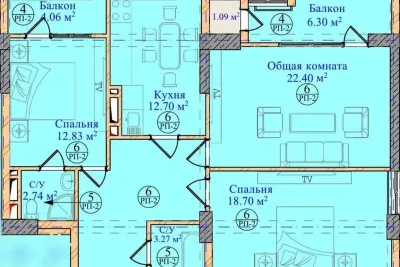 3-комн. квартира, 14 этаж, 114 м², Шохмансур
