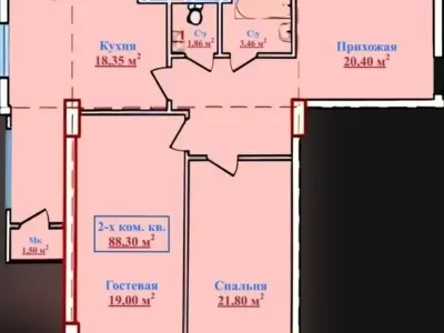 2-комн. квартира, 14 этаж, 88 м², И Сомонӣ