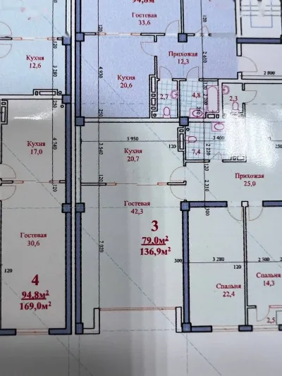 3-комн. квартира, 18 этаж, 136 м², И. Сомони