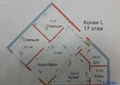 2-комн. квартира, 17 этаж, 75 м², Шохмансур
