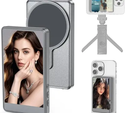 Монитор экрана телефона Magnetic Selfie Screen для iPhone 1800mah черный