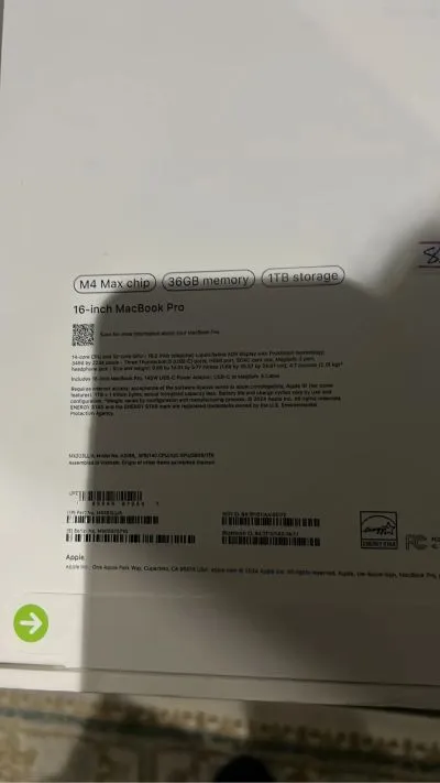 Ноутбук apple macbook max m4 36gb/1tb