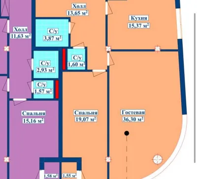 2-комн. квартира, 8 этаж, 91 м², И.Сомони