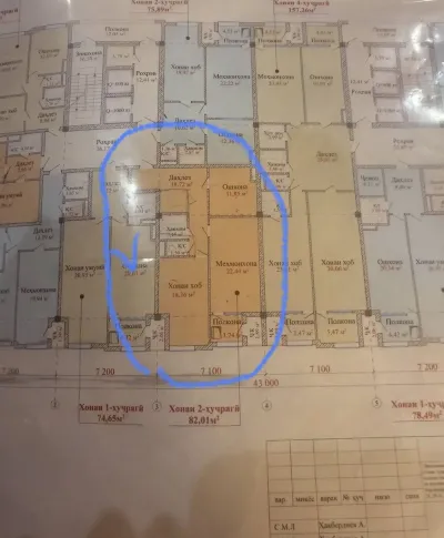 2-комн. квартира, 12 этаж, 82 м², Исмоили Сомони, Северный