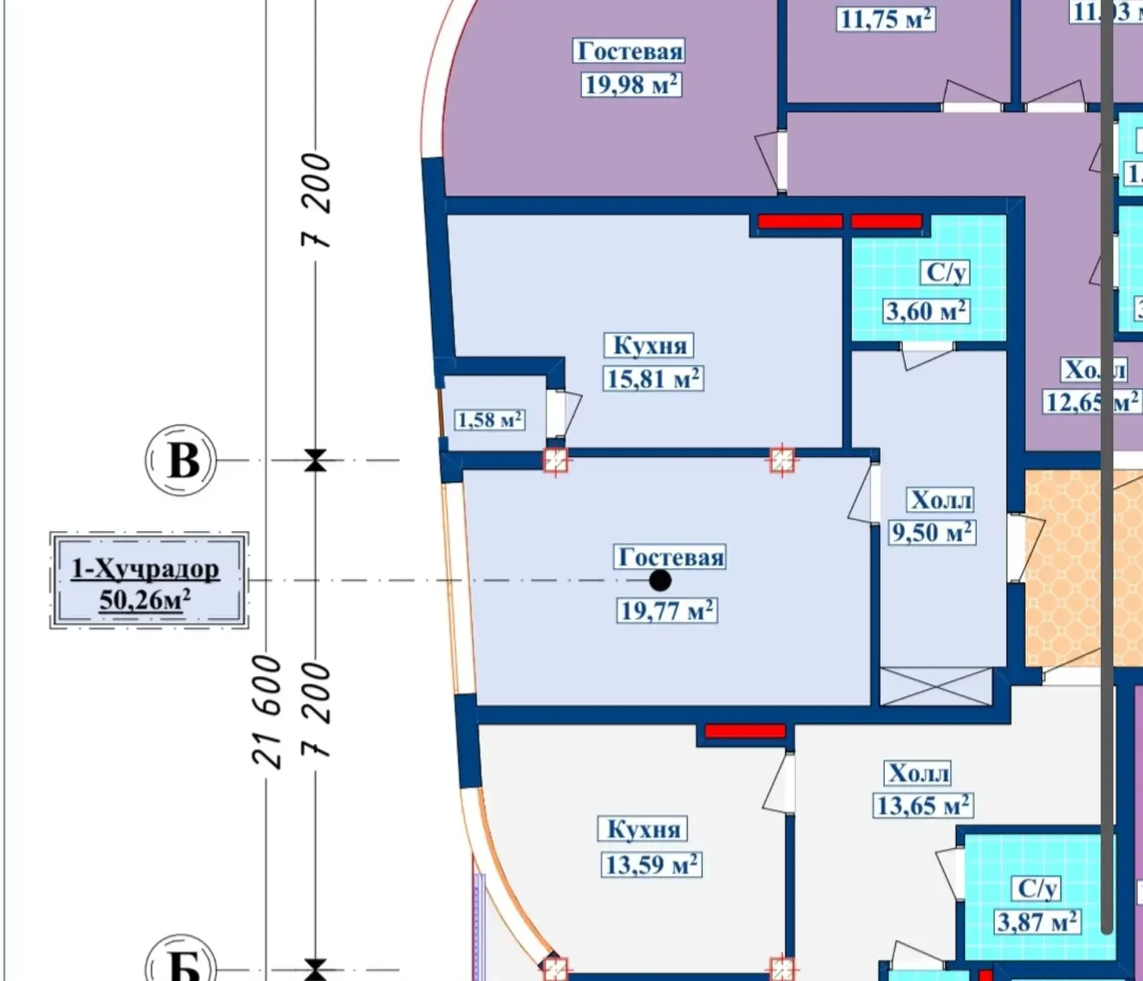 1-комн. квартира, 7 этаж, 50 м², И Сомони