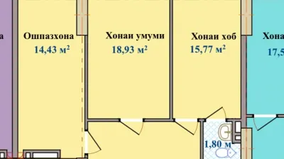 2-комн. квартира, 12 этаж, 73 м², Гардиши Ленинград