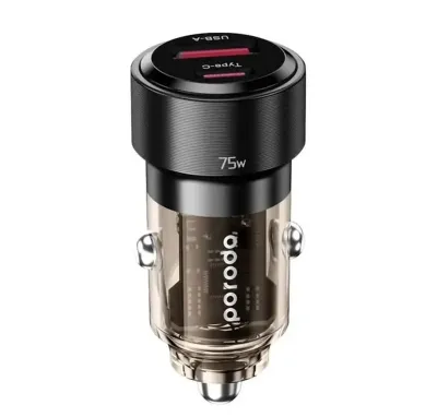 Автомобильное зарядное устройство Porodo 75W Transparent Dual Port Car Charger P
