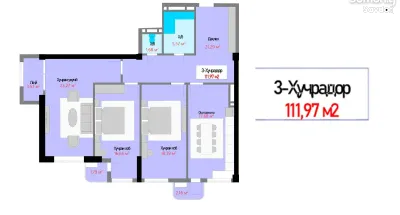 3-комн. квартира, 12 этаж, 112 м², 102мкр