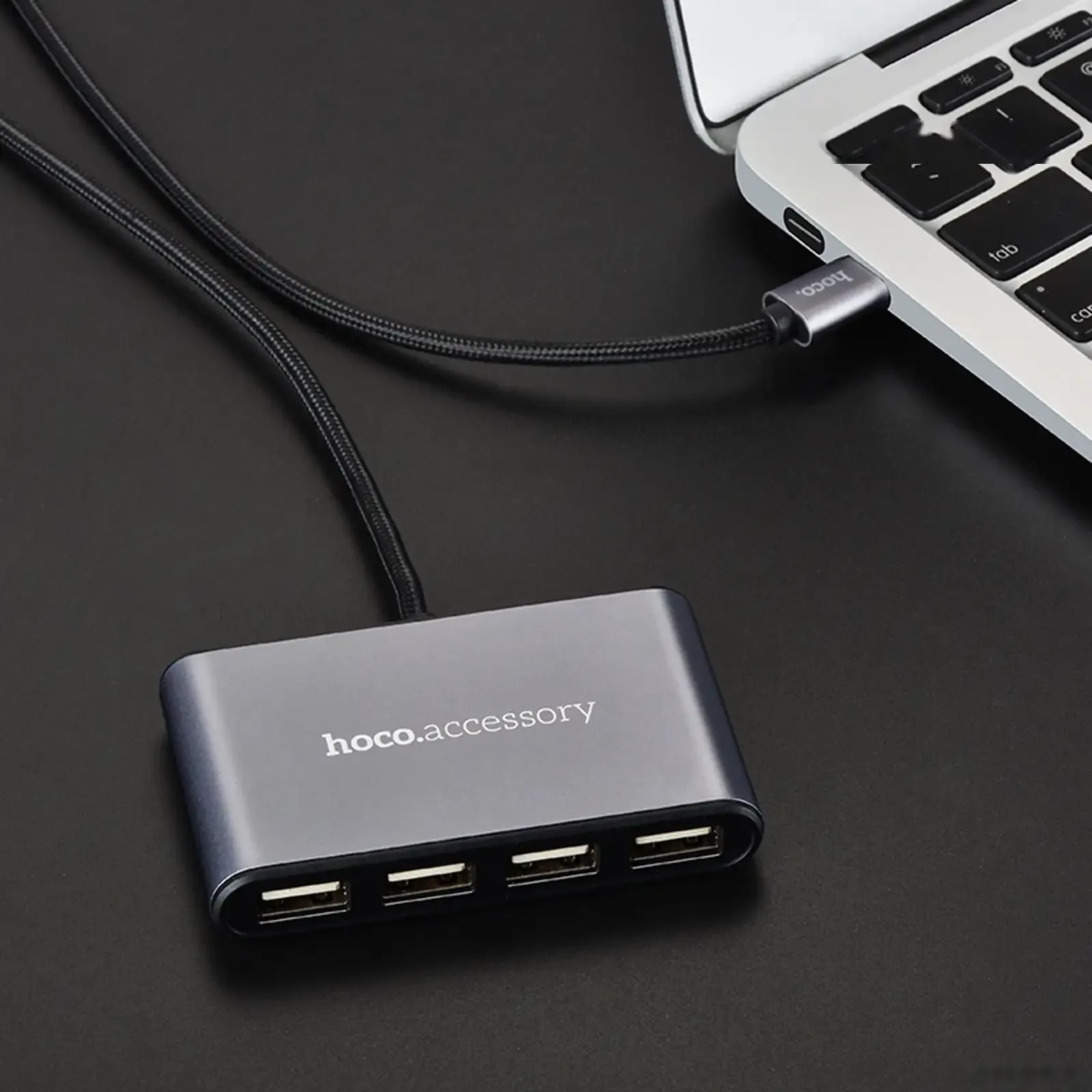 USB-концентратор Носo HB3 Type C to 4USB Silver серый