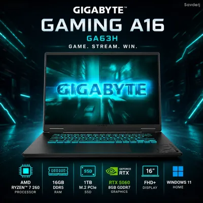 Игровой ноутбук Gigabyte Gaming A16 GA63H Ryzen 7 16ГБ 1ТБ SSD RTX 5060