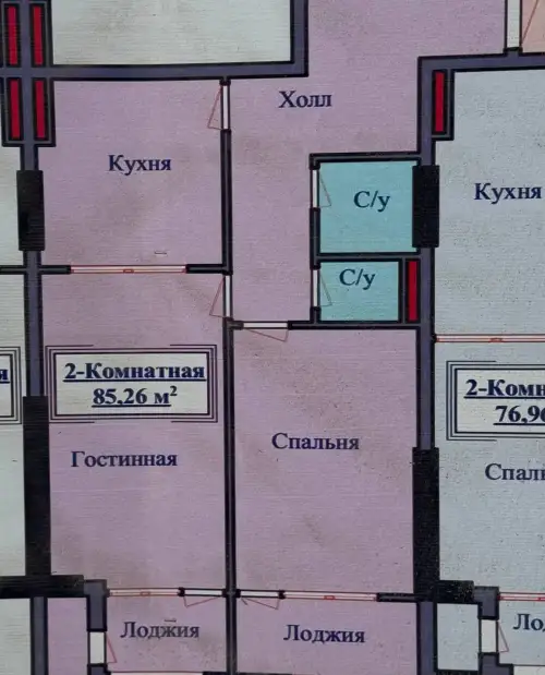 2-комн. квартира, 9 этаж, 85 м², Шохмансур
