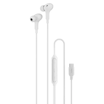 Проводные наушники Porodo Type-C 3 Button Wired  Earphone белый