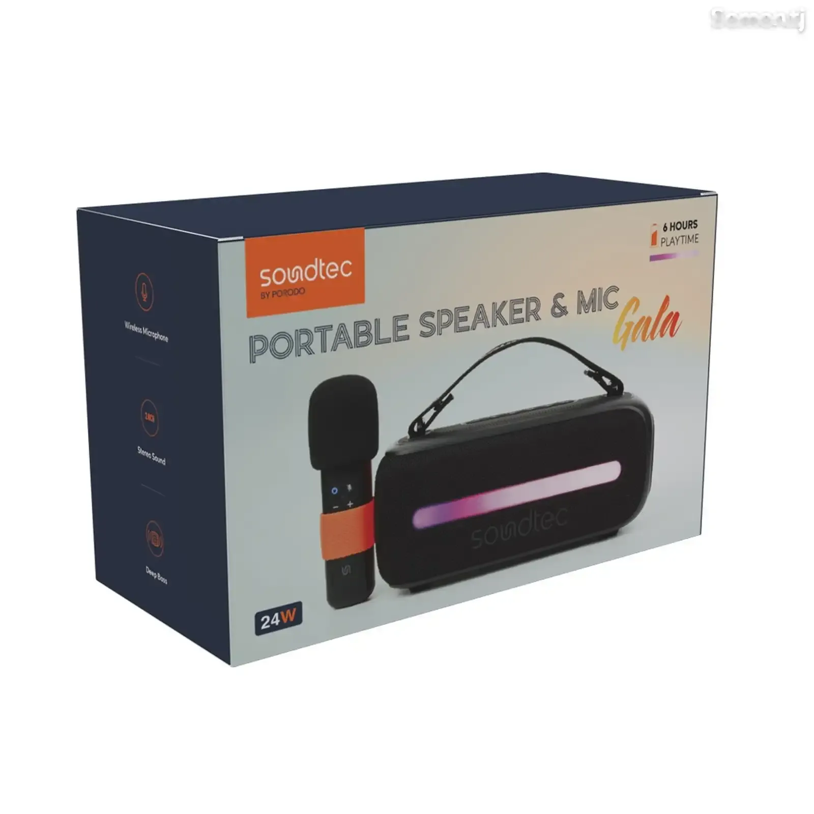 Портативная колонка Porodo Soundtec 14W Speaker with Dual Wireless Microphone че