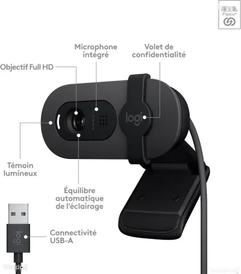 Веб-камера Logitech Brio 100 Full HD 1080p с микрофоном Graphite