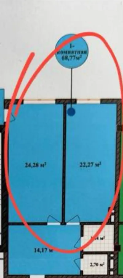 1-комн. квартира, 16 этаж, 69 м², И Сомонӣ — миниатюра 4