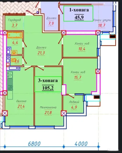 3-комн. квартира, 17 этаж, 105 м², И. Сомони