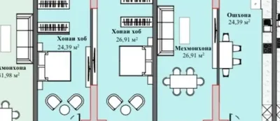 3-комн. квартира, 3 этаж, 160 м², ул. Пушкина, '' РТСУ '' ЖК «Рангинкамон»