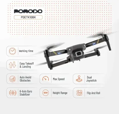 Дрон квадрокоптер с камерой Porodo Drone Aero View