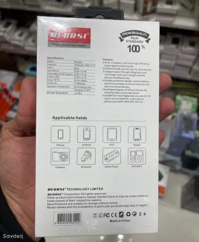 Портативный внешний аккумулятор REGRSI RE-PB-N001, 10.000 mAh