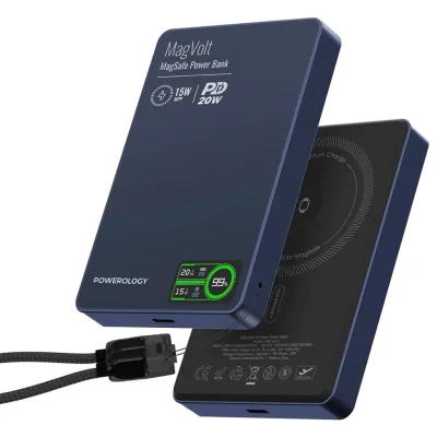 Повербанк Powerology MagVolt 10000mAh Magnetic Power Bank, синий