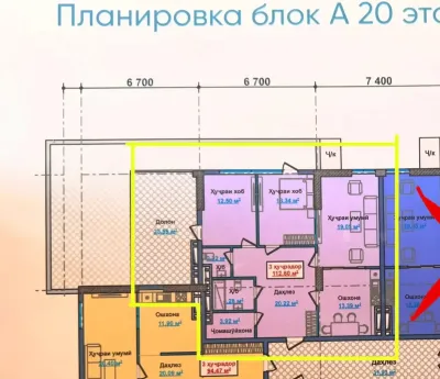 3-комн. квартира, 20 этаж, 112 м², Сино, Цирк, Гулистон